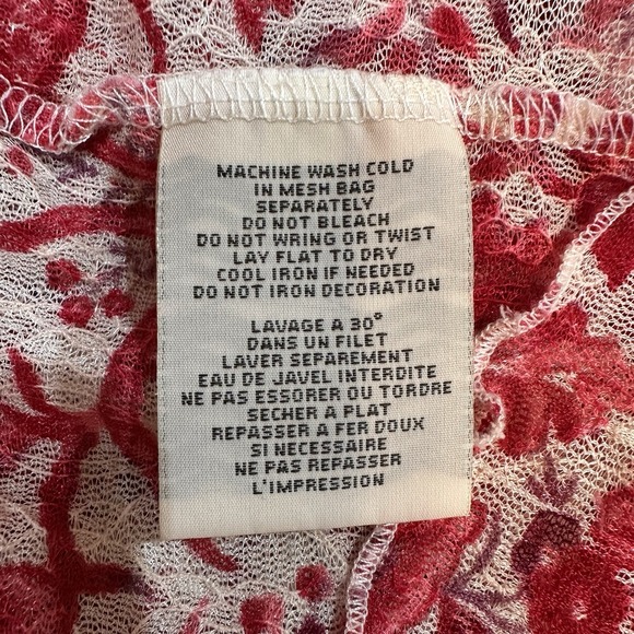 Ralph Lauren Denim Supply Pink Floral Babydoll Crochet Lace Top XS Sheer Peasant - Picture 7 of 9